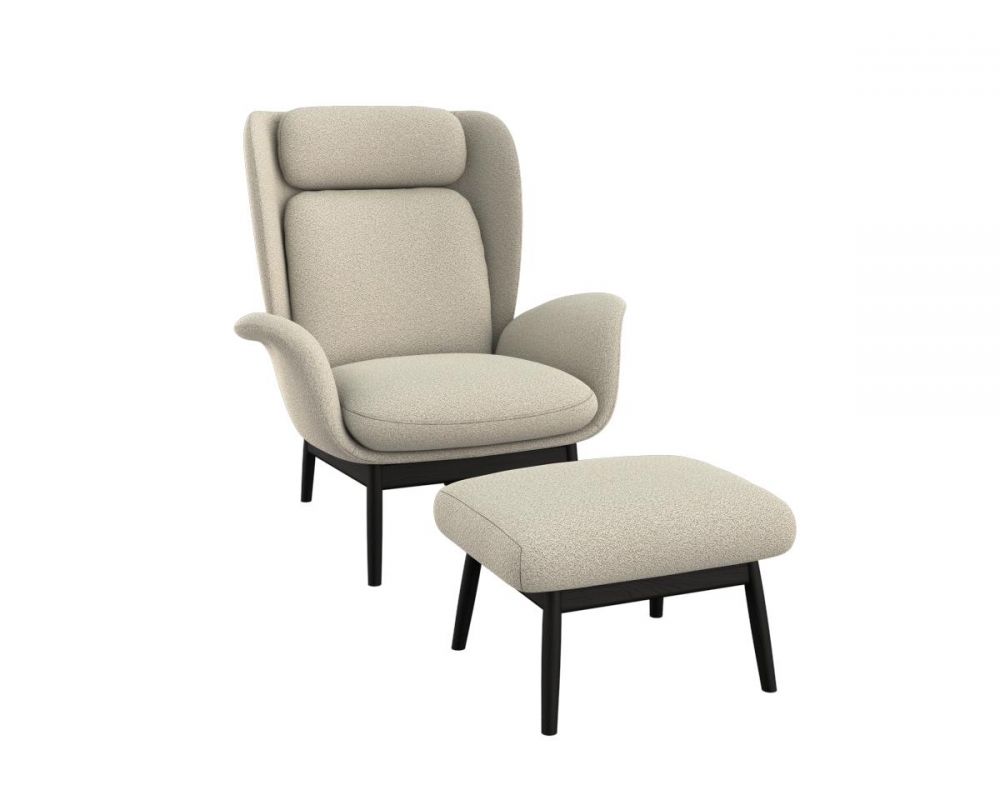 Corrado Vanilla Cream armchair with footrest