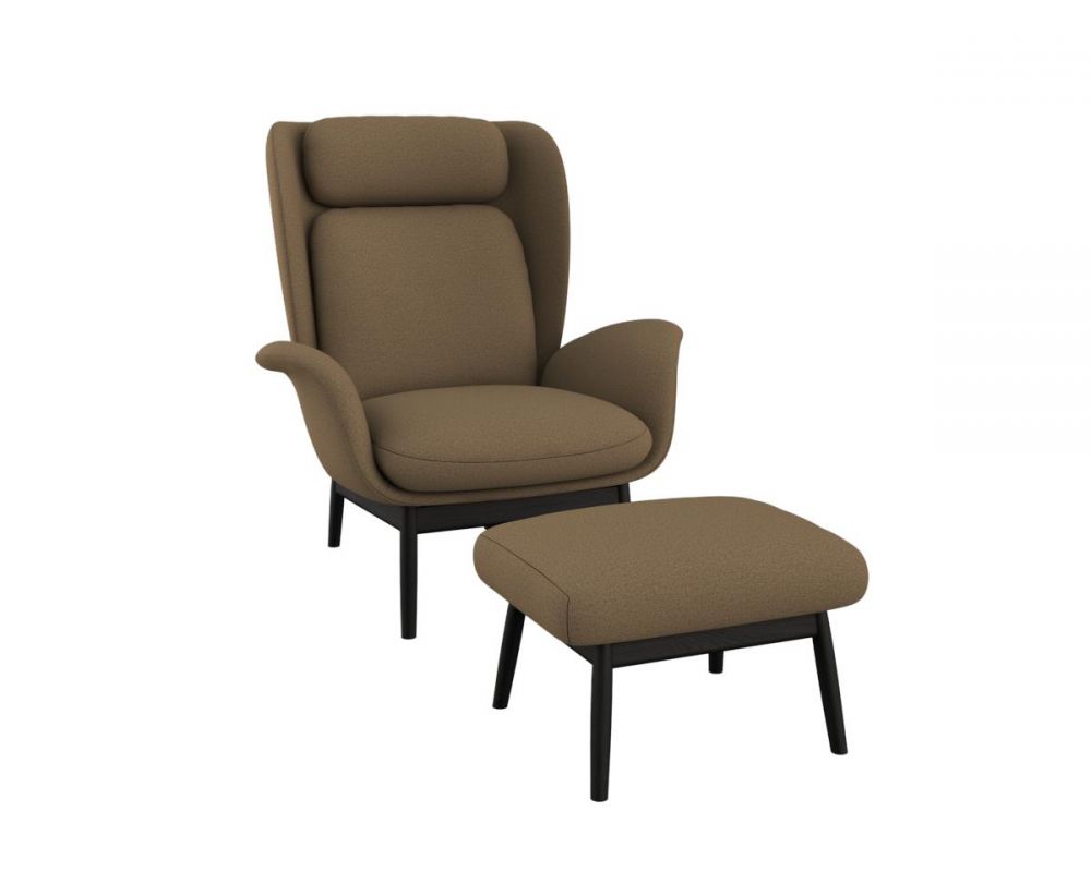 Corrado Honey Yellow armchair with footrest