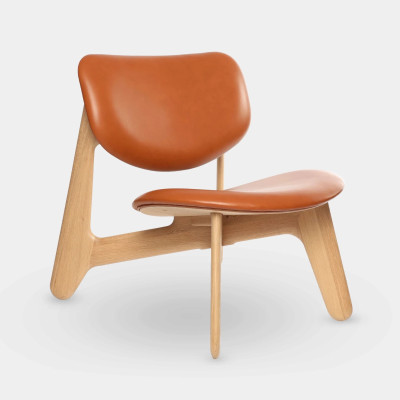 Slab-Sessel, Natureiche, cognacfarbenes Leder, Tom Dixon
