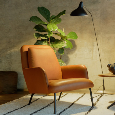 Fotel Oliver Aniline Cognac Sits