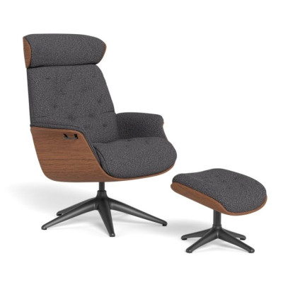 Fotel Wypoczynkowy Volden High z podnóżkiem Anthracite Grey Flexlux