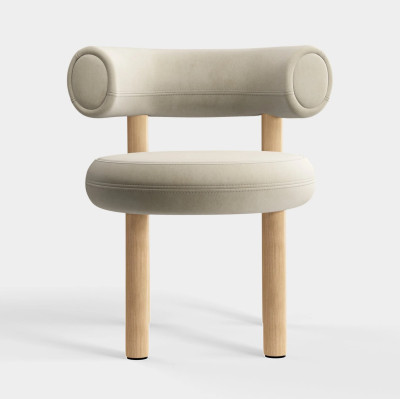 Krzesło Fat Natural Wood - Pearl Velvet Tom Dixon