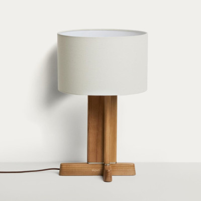 Lampa stołowa Niani drewno kauczukowe naturalne Kave home