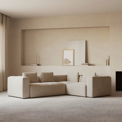 Sofa narożnikowa Blok 3 osobowa beżowa Kave Home
