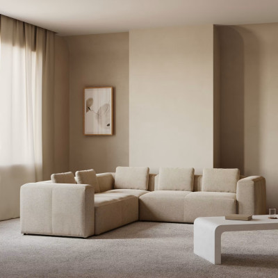 Sofa narożnikowa Blok 6 osobowa beżowa Kave Home