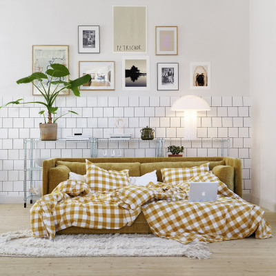 Sofa z funkcją spania Stina żółta Sits