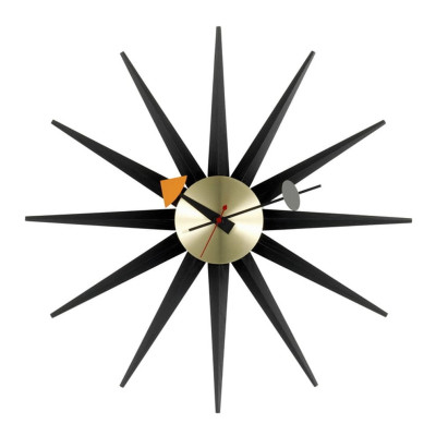 Zegar ścienny Sunburst czarno-mosiężny Vitra