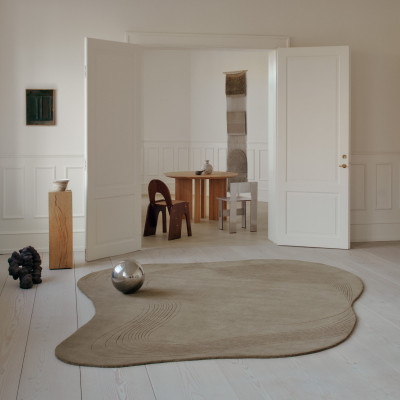 Fluid Arc Olive Linie Design-Teppich