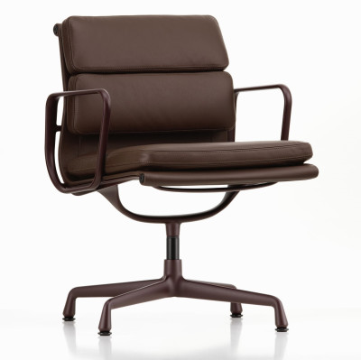 Fotel biurowy Soft Pad EA 231 skóra naturalna Marron - podstawa bordowa Vitra