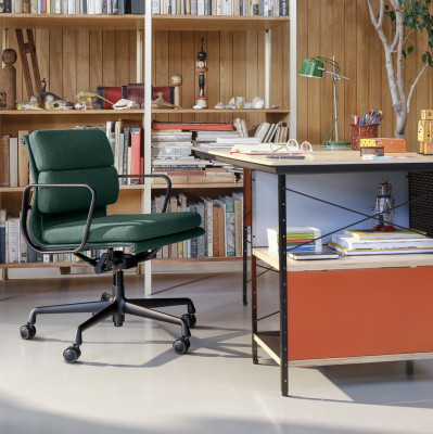 Krzesło biurowe Soft Pad EA 217 Tkanina Track Grey - podstawa czarna Vitra