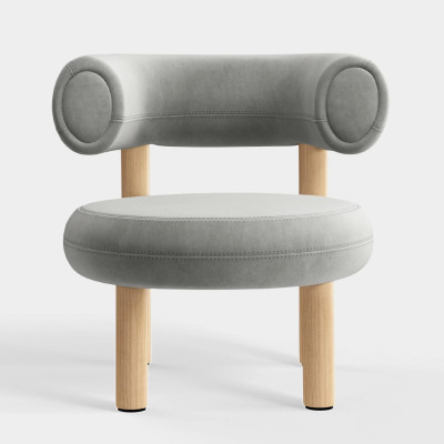 Fotel Fat Natural Wood - Silver Velvet Tom Dixon