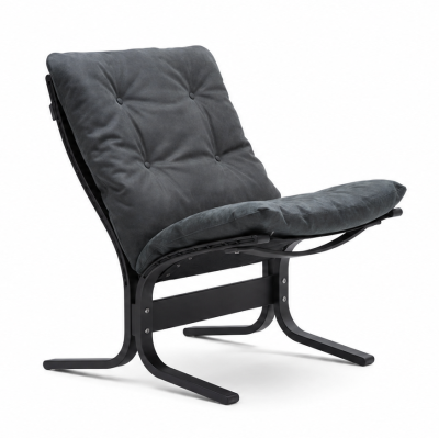 Fotel Siesta Classic Low - antracytowa skóra, Czarny dąb LK Hjelle