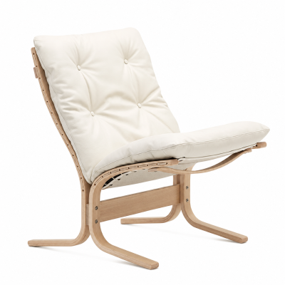 Fotel Siesta Classic Low - biała skóra, Naturalny dąb LK Hjelle