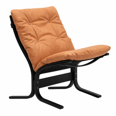 Fotel Siesta Classic Low - Brązowa skóra, Czarny dąb LK Hjelle