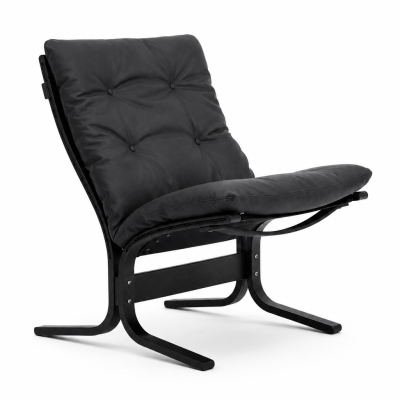 Fotel Siesta Classic Low - Czarna skóra, Czarny dąb LK Hjelle