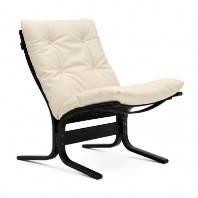 Fotel Siesta Classic Low - Kremowa skóra, Czarny dąb LK Hjelle