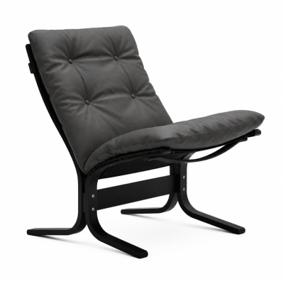Fotel Siesta Classic Low - Szara skóra, Czarny dąb LK Hjelle