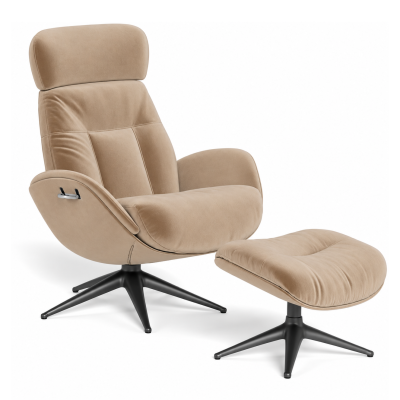 Fotel wypoczynkowy Elegant z podnóżkiem Golden beige Flexlux