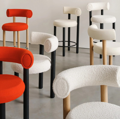 Krzesło barowe Fat Black Wood - Clay Boucle Tom Dixon