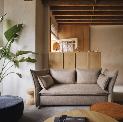 Sofa Mariposa 2-seater Iroko Dark Grey Vitra