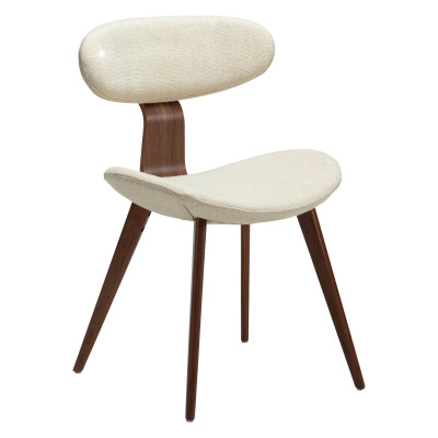 Krzesło Comforta tkanina bouclé Frosted almond - nogi orzech
