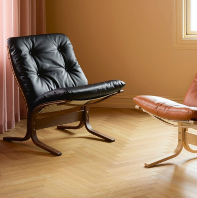 Fotel Siesta Classic Low - Zielona skóra, Naturalny dąb LK Hjelle