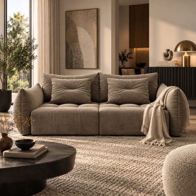 Sofa Bloom 3-osobowa jasnobrązowy welur Micadoni