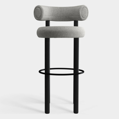 Krzesło barowe Fat Black Wood - Natural Boucle Tom Dixon