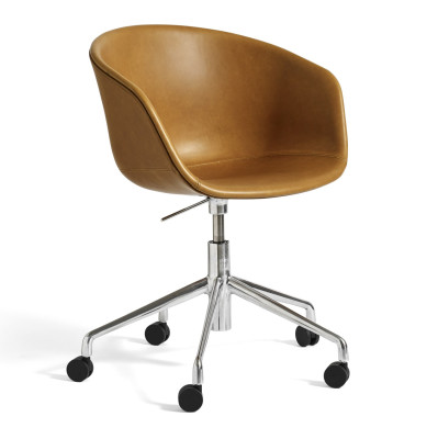 Krzesło biurowe AAC53 aluminiowa podstawa - Sense Cognac HAY