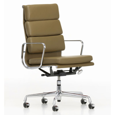 Krzesło biurowe Soft Pad EA 219 Skóra naturalna Olive - podstawa chromowana