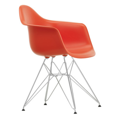 Krzesło Eames Plastic Chairs RE DAR czerwone - chromowana podstawa Vitra