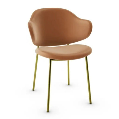 Krzesło Holly CS2037 mosiężna podstawa cognac Calligaris