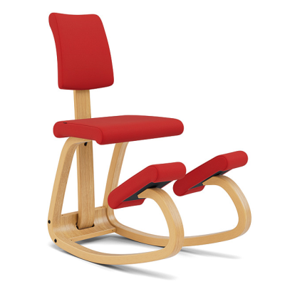 Krzesło ergonomiczne Variable Plus czerwone, jasnobrązowe drewno Varier