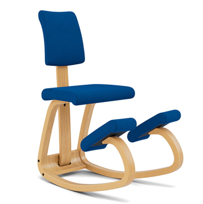Krzesło ergonomiczne Variable Plus niebieskie, jasnobrązowe drewno Varier