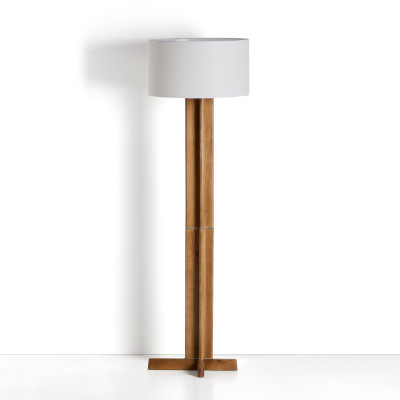Lampa podłogowa Niani drewno kauczukowe naturalne Kave home
