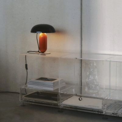 Lampa stołowa Gambosa S czarno-pomarańczowa Marset
