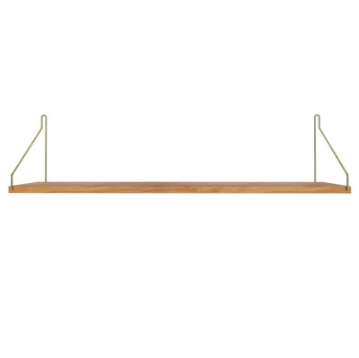 Półka Single 80 cm naturalny dąb - mosiężne wsporniki Frama