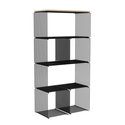 Regał modułowy Panton Wire czarny z dębową półką Montana