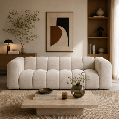 Sofa 3-osobowa Lupine jasnobeżowy szenil Micadoni