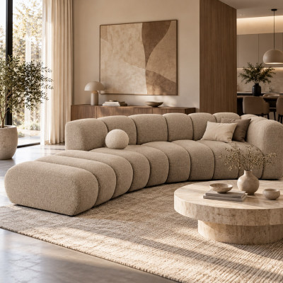 Sofa 5-osobowa Lupine ciemnobeżowy szenil Micadoni