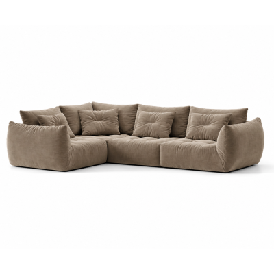Sofa narożna Bloom jasnobrązowy welur Micadoni