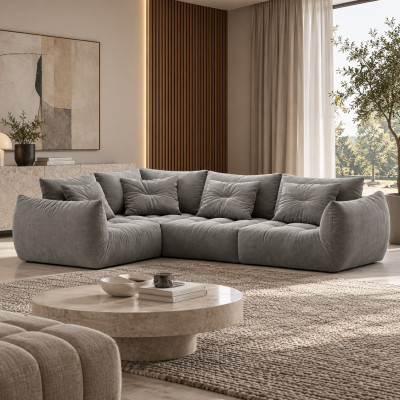 Sofa narożna Bloom szary welur Micadoni
