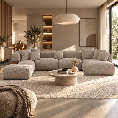 Sofa narożna modułowa Martina ciemnobeżowa Micadoni