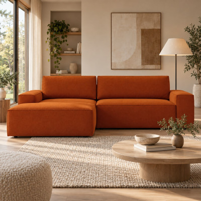 Sofa narożna z funkcją spania Jodie ceglasta Micadoni