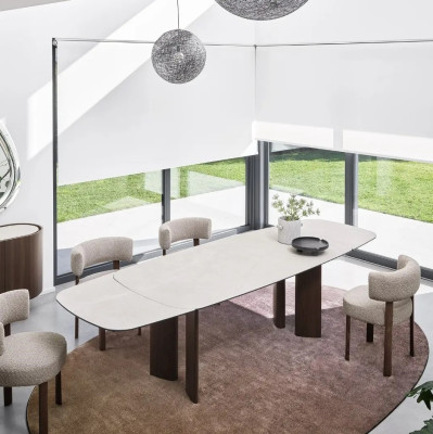 Stół rozkładany Sandy 200-296 cm White Travertino - Canaletto Walnut Calligaris