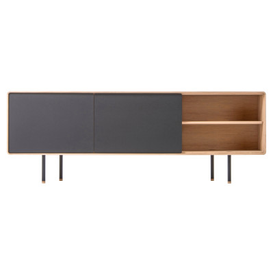 KOMODA DĘBOWA FINA 180X45X64 CZARNA GAZZDA