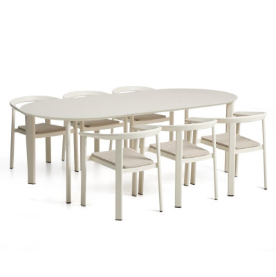 Zestaw ogrodowy Erice stół 230 cm + 6 krzeseł beżowy Kave Home