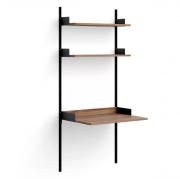 Study Walnut-Black New Works Wall Shelf With Desk