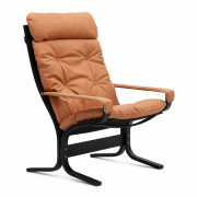 Fotel Siesta Classic High Z Podłokietnikami - Brązowa Skóra, Czarny Dąb Lk Hjelle