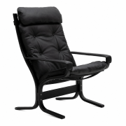 Fotel Siesta Classic High Z Podłokietnikami - Czarna Skóra, Czarny Dąb Lk Hjelle